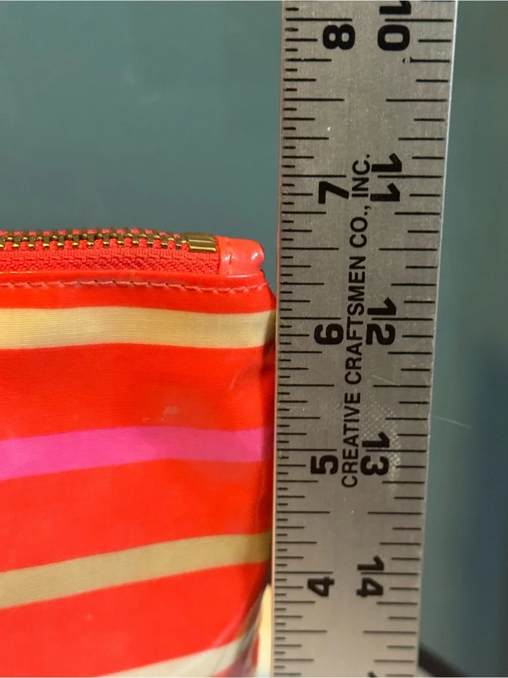 Tory Burch Striped Brigitte Cosmetic Case in Poppy Red
